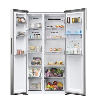 SBS 90 Serie 5 HSR5918DWMP frigorifero side-by-side Libera installazione 521 L D Platino, Acciaio inox