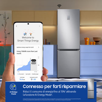 RB34C775CS9 frigorifero Combinato EcoFlex AI 1.85m 344L Libera installazione con congelatore Wifi 1,85m 344 L con rivestimento in acciaio inox Classe C, Inox