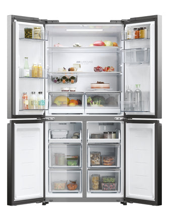 Cube 83 Serie 5 HCW58F18EWMP frigorifero side-by-side Libera installazione 507 L E Platino, Acciaio inox