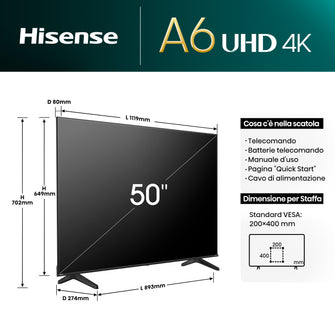 Smart TV 50" 4K Ultra HD 50A6N