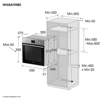 NV68A1110BS Forno Multifunzione ad incasso Serie 3 68 L A Inox