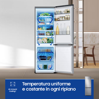 RB34C775CS9 frigorifero Combinato EcoFlex AI 1.85m 344L Libera installazione con congelatore Wifi 1,85m 344 L con rivestimento in acciaio inox Classe C, Inox